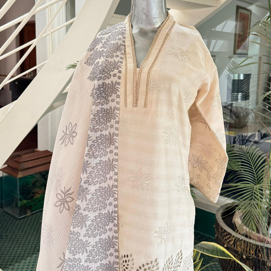 Ivory Grace – 3 Piece Chikankari Stitched Suit